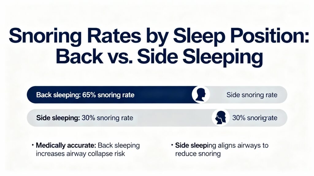 Bar graph comparing snoring frequency in back sleeping versus side sleeping positions